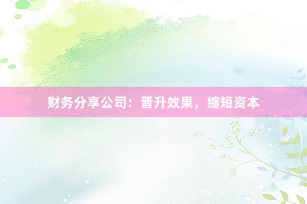 财务分享公司：晋升效果，缩短资本